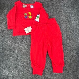 NWT Gum Balls Red 2 Piece Shirt & Pant Set  Size 12M  100% Cotton Counting